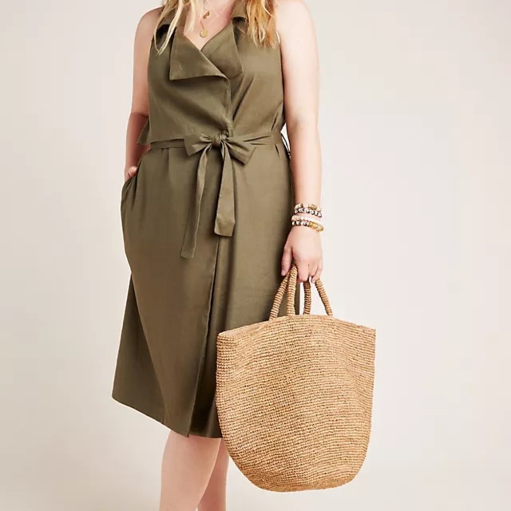 Anthropologie Green Sleeveless Wrap Dress/Vest